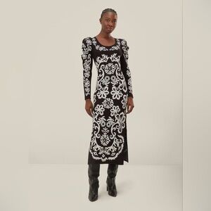Farm Rio Black Cashew Mandala Knit Dress